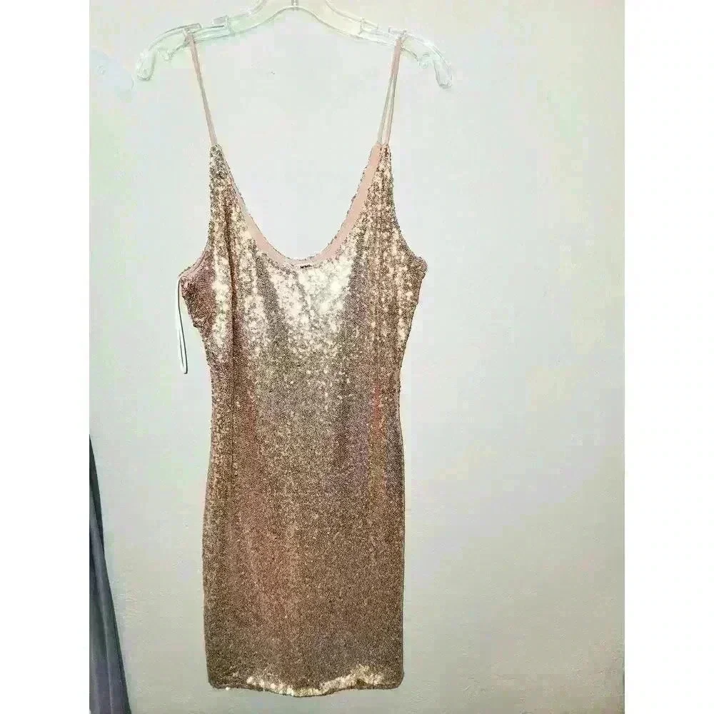 Fashion Nova Champagne Holiday Sequin Dress - Picture 5 of 6
